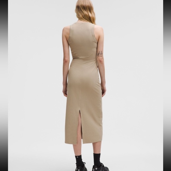Lululemon All Aligned Ribbed Midi Dress, 10, Sheer Oak - Picture 9 of 9